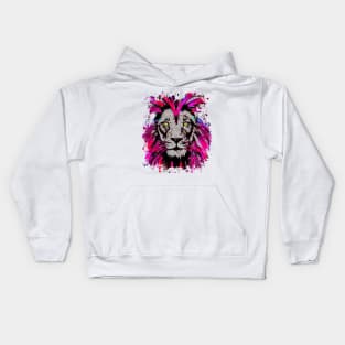 Pink Lion Head - Lion Face Kids Hoodie